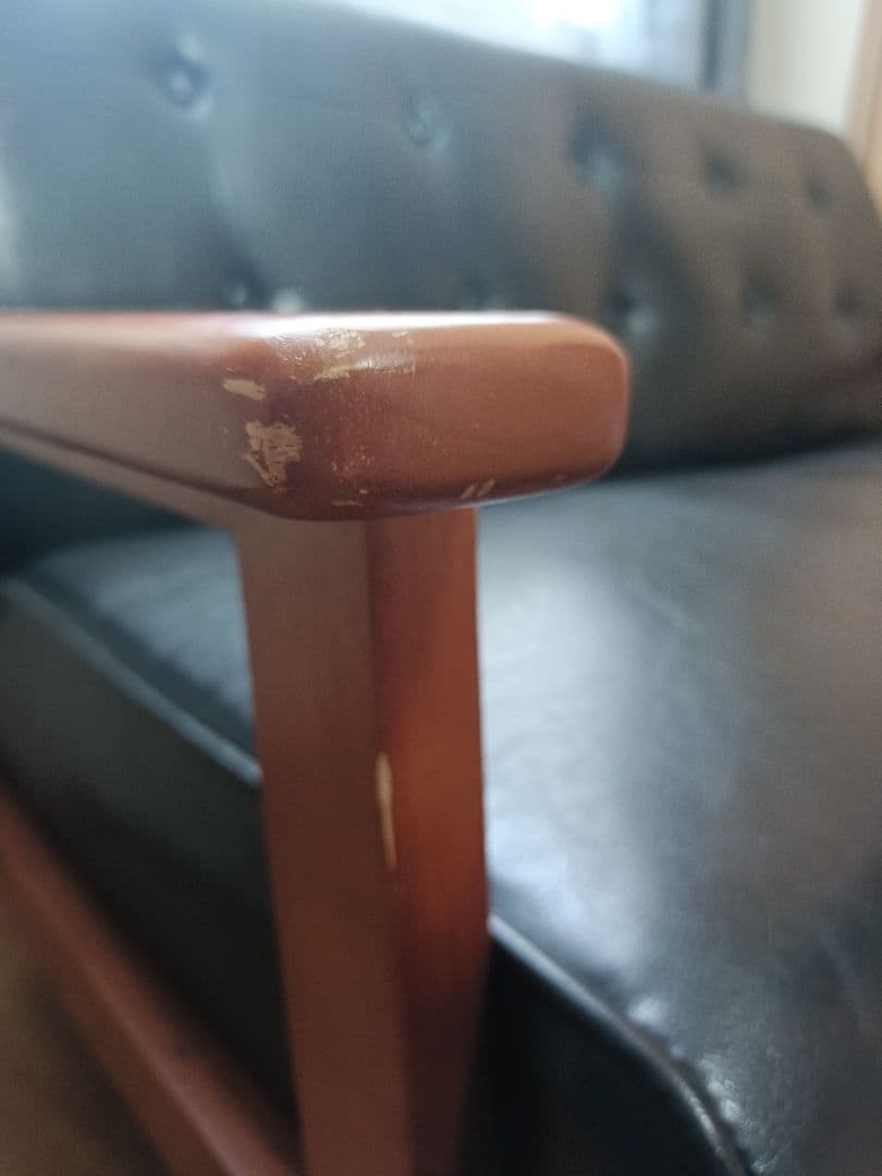 黒 レザー調　ソファ　レトロ　アンティーク　静岡県より