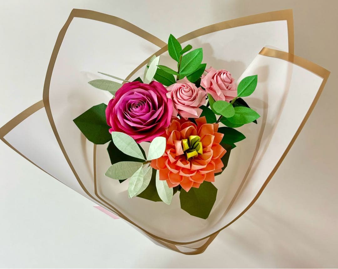 【受注生産】折り紙ブーケ 花束 プレゼント ギフト 枯れない 造花 一点物