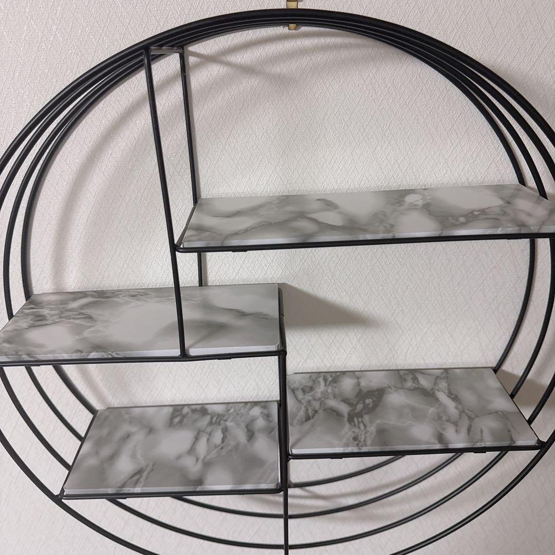 フランフラン風 円形 金属 シェルフ 大理石調　ラック