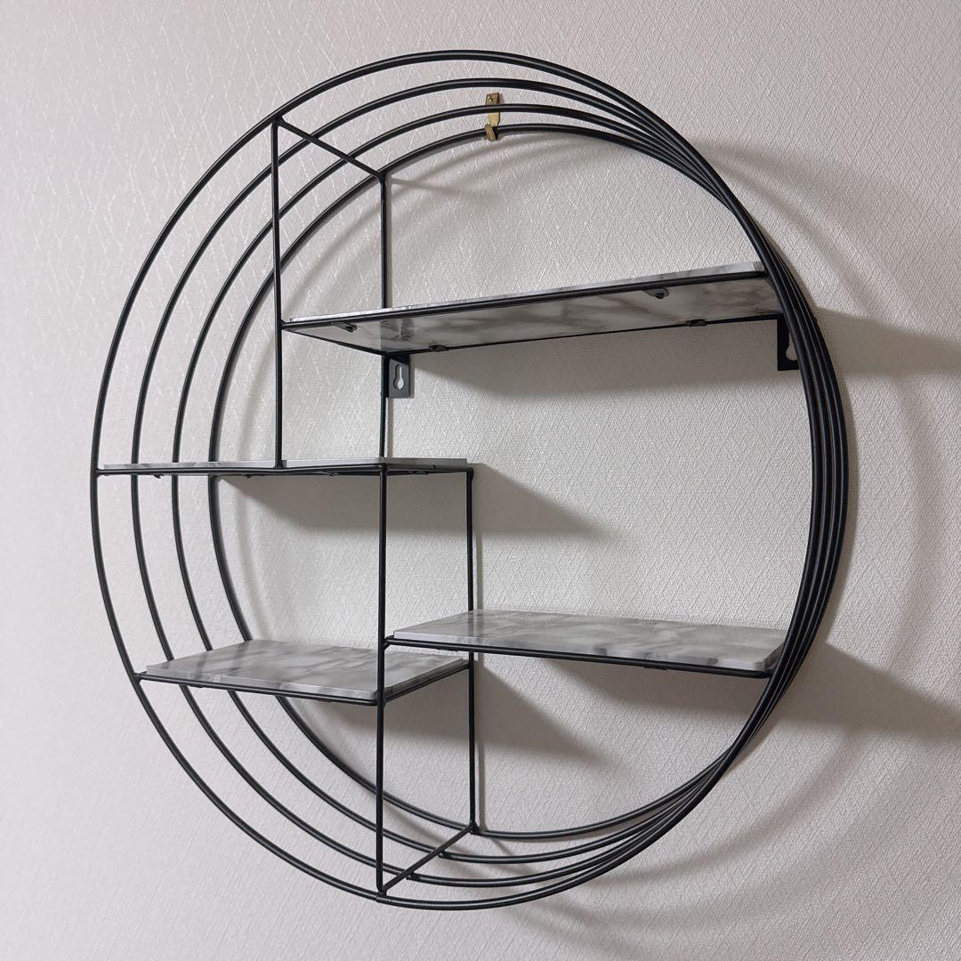 フランフラン風 円形 金属 シェルフ 大理石調　ラック