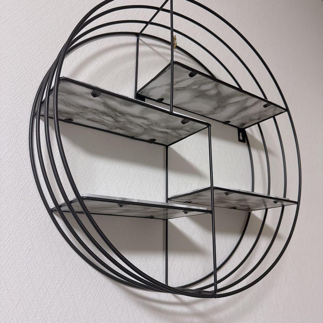 フランフラン風 円形 金属 シェルフ 大理石調　ラック