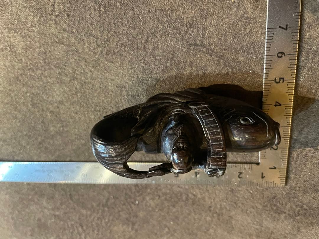 根付 鯉仙人 木製 無銘