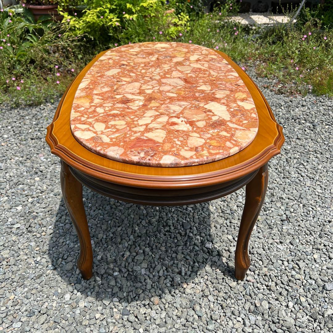 イタリア家具 大理石 センターテーブル ローテーブル ロココ調 猫脚 楕円