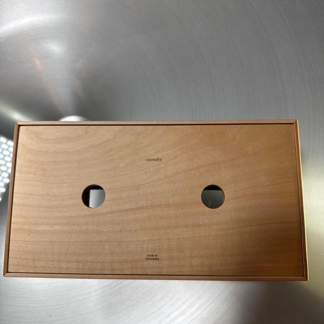 HERMES 木製レザー ティッシュボックス