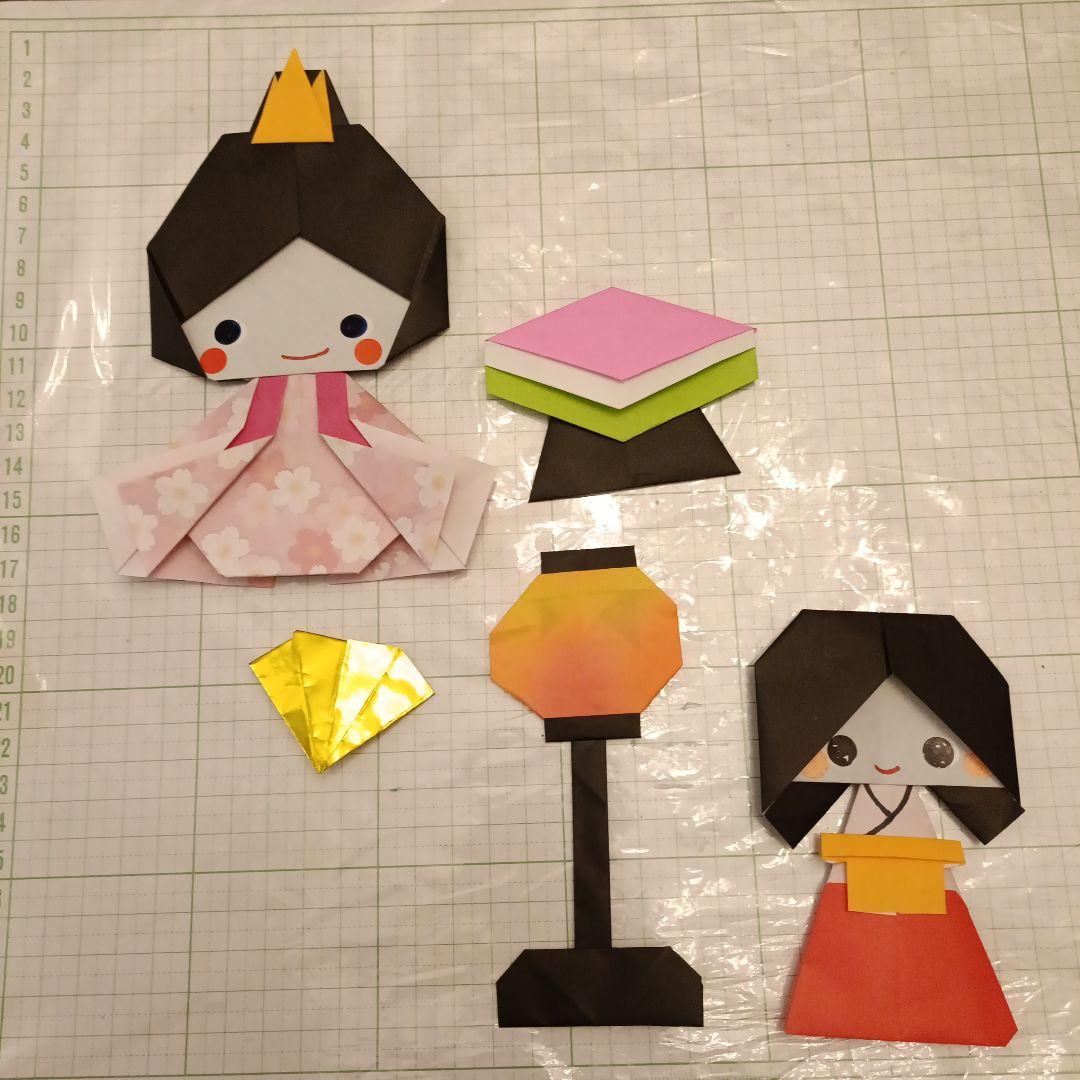 ひな祭り 折り紙セット　三人官女付き 春壁面飾り　3月壁面　現品です。