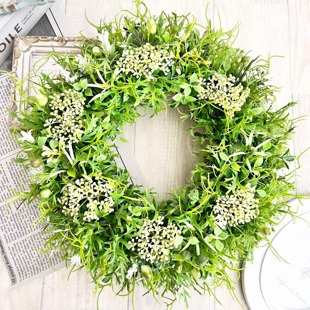 ナチュラル グリーン リース ボタニカル 新緑 フェイクグリーン リース