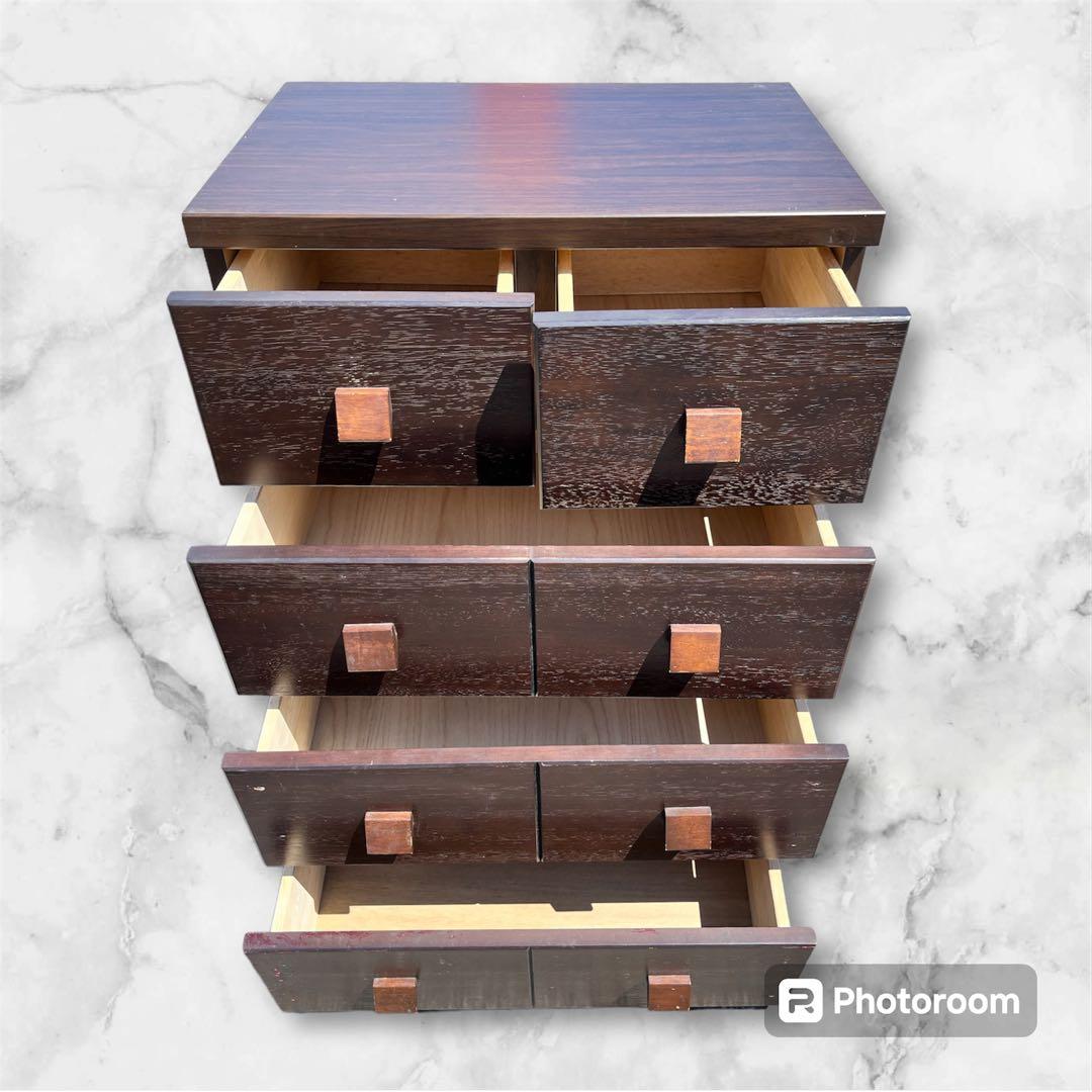 【アンティーク】木製 5杯 キャビネット ウッドチェスト 引出し 小箪笥 古家具