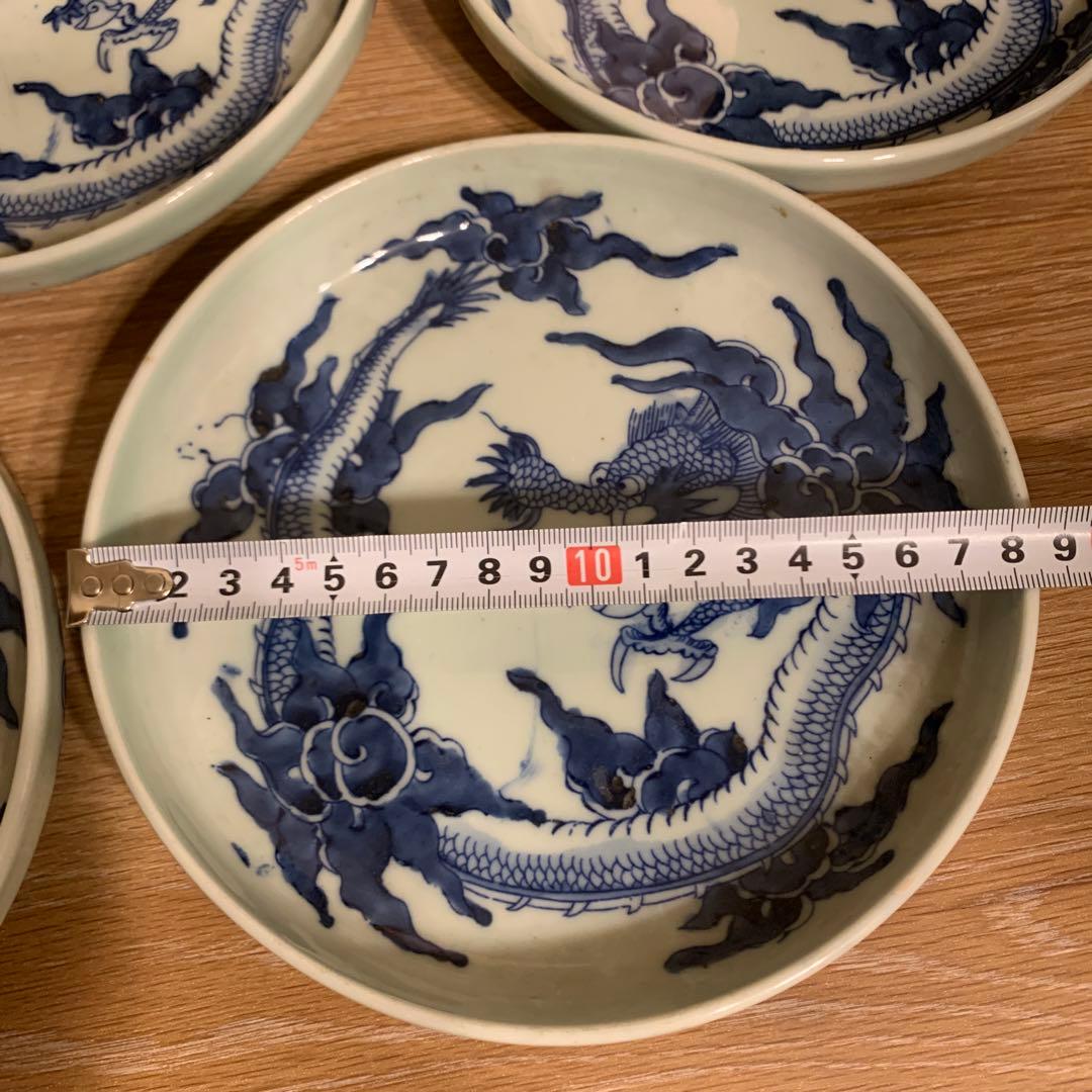 染付　竜紋 アンティーク　皿　5客