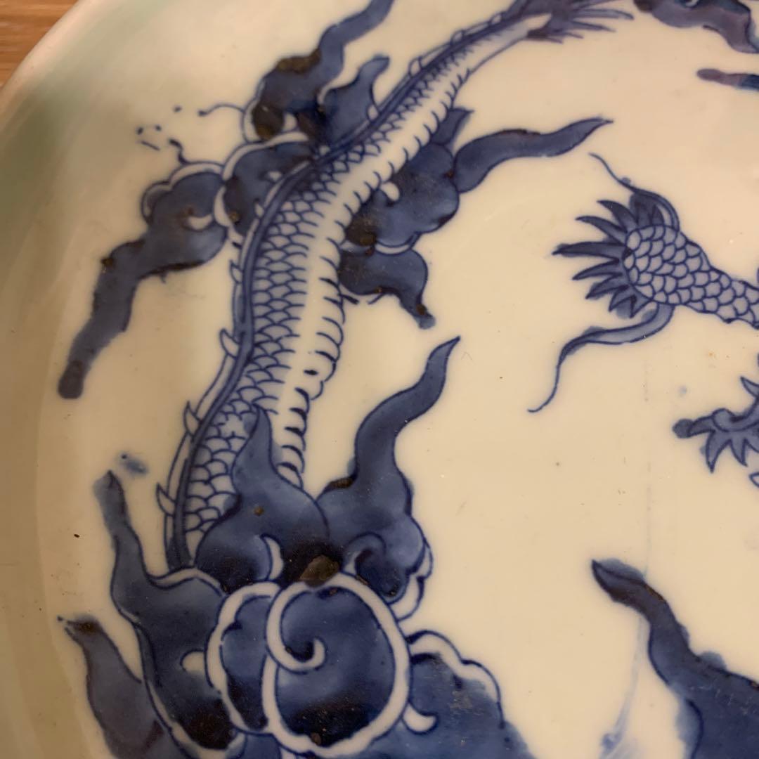 染付　竜紋 アンティーク　皿　5客