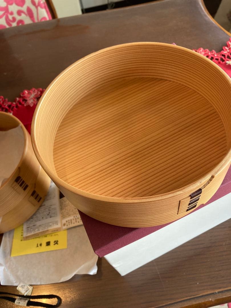 栗久　三段重　木目(小) 新品