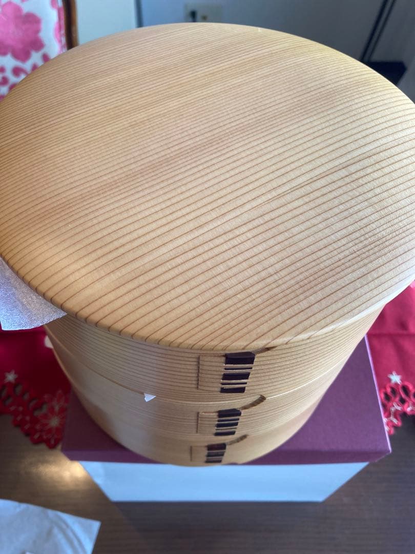 栗久　三段重　木目(小) 新品