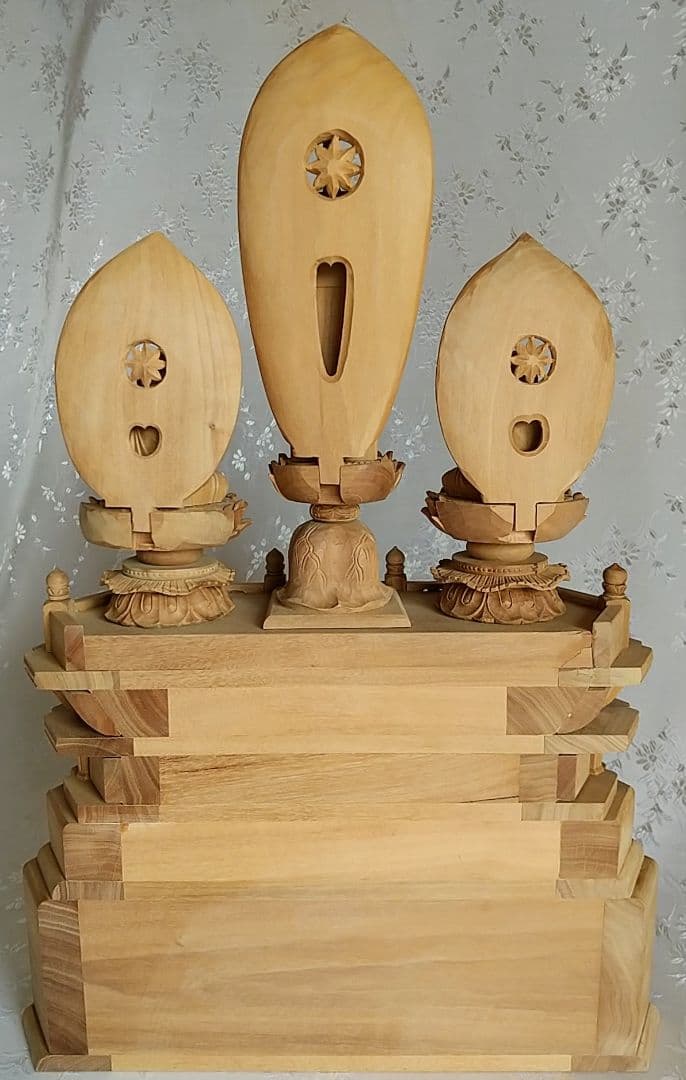 三宝尊[中#82] 題目宝塔釈迦如来坐像多宝如来坐像◇白檀木彫仏像