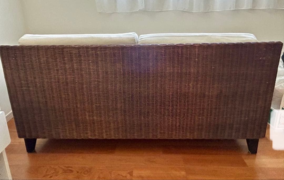 ラタン風 2人掛けソファ ベージュ