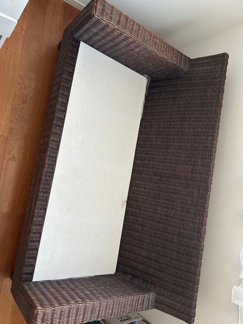 ラタン風 2人掛けソファ ベージュ