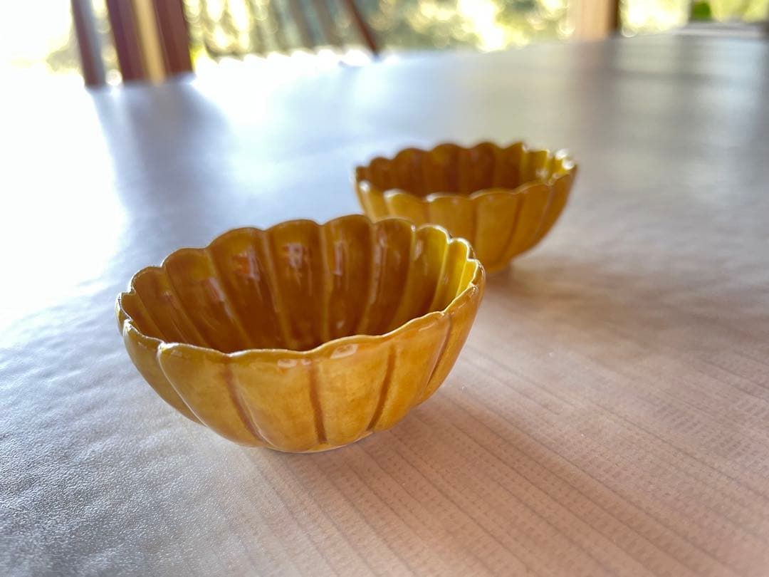 黄交趾菊形豆鉢・伏原博之《小付・5.7cm》2客セット
