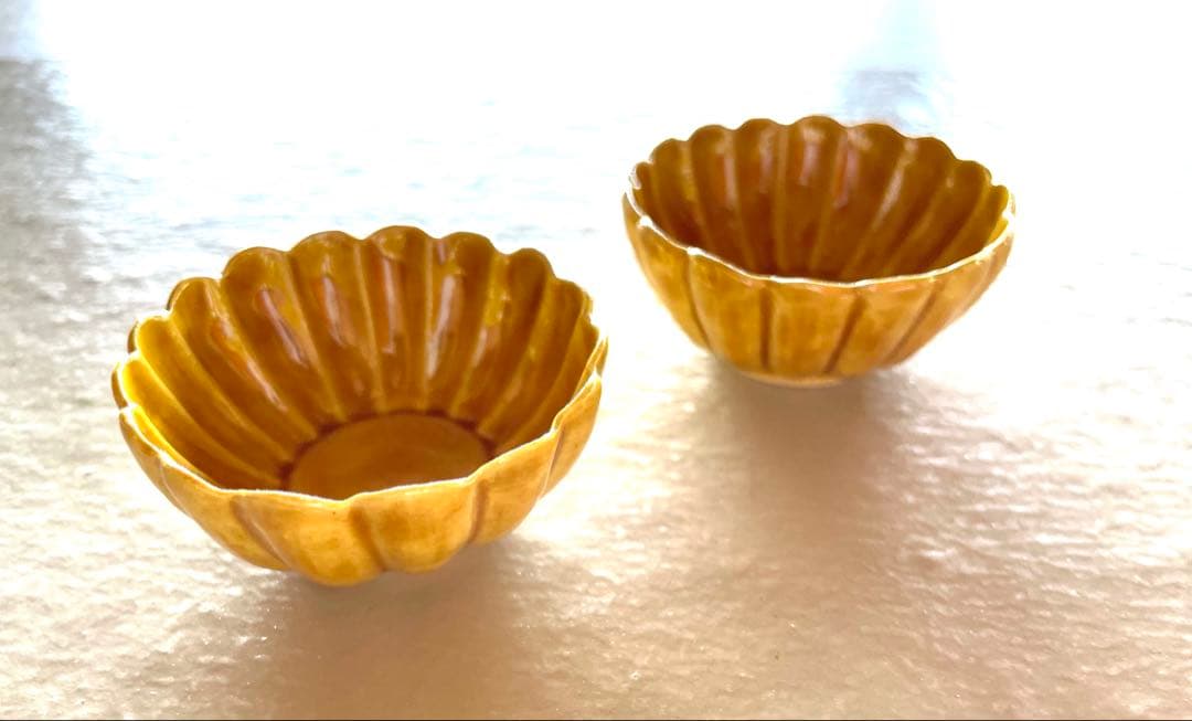 黄交趾菊形豆鉢・伏原博之《小付・5.7cm》2客セット