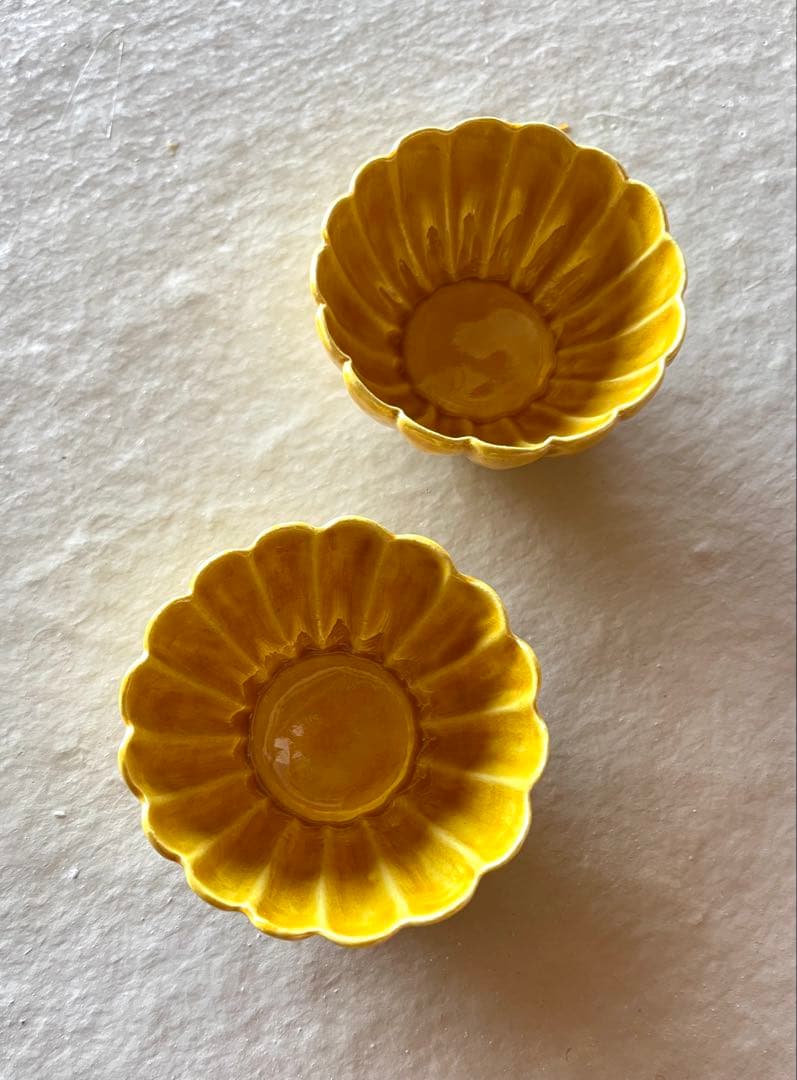 黄交趾菊形豆鉢・伏原博之《小付・5.7cm》2客セット