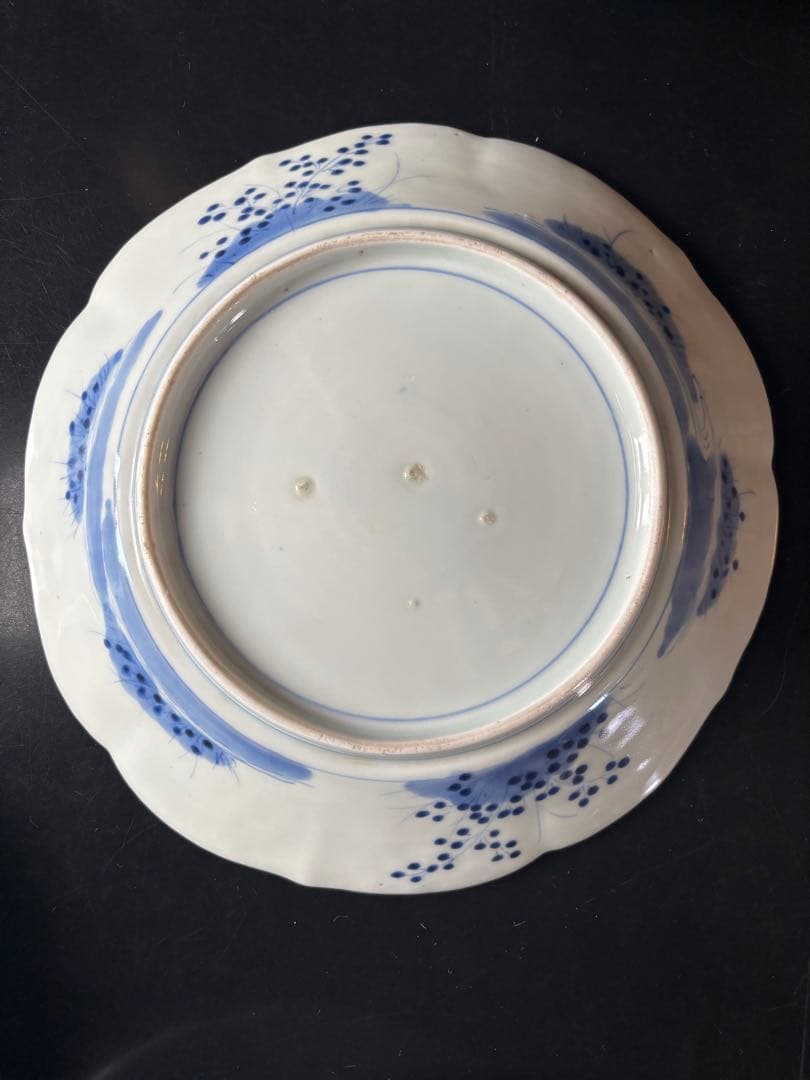 アンティークプレート　古伊万里　色絵付け　時代物 青と白の花柄皿5枚セット