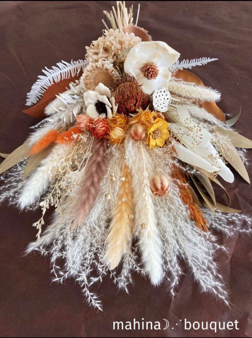 テラコッタ ウェディングブーケ ブートニアセット ドライフラワー ブーケ 前撮り