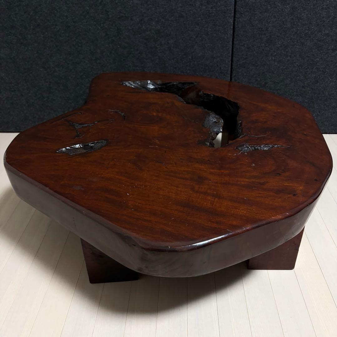 無垢材　天然木　一枚板　座卓　ちゃぶ台　ローテーブル　飾り台　花台　レトロ