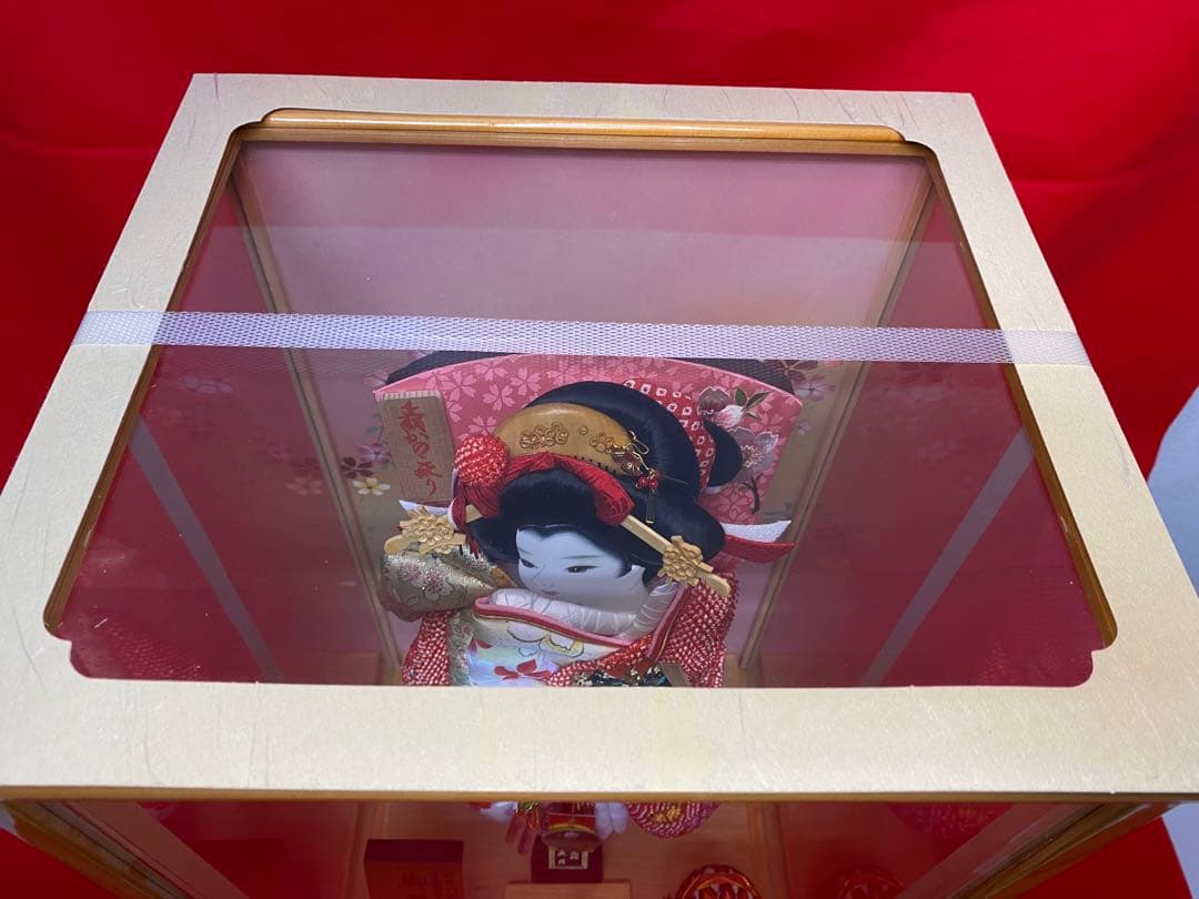 東京久月　名入れ付羽子板ガラスケース１５号・間口約３３×奥行約２９×高さ約６０㎝