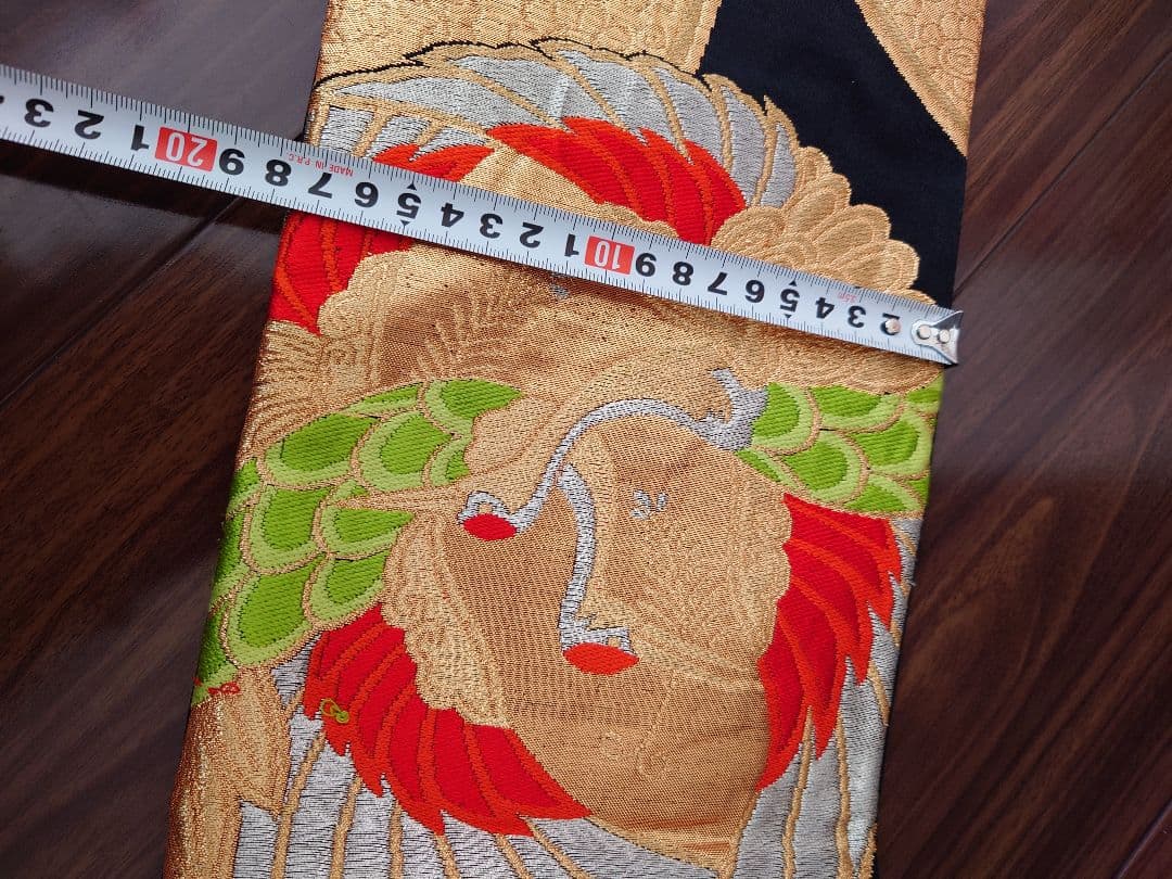 七五三　ハーフ成人式　ジュニア帯　大人用正絹袋帯からの作り帯　鶴柄　1点物　黒