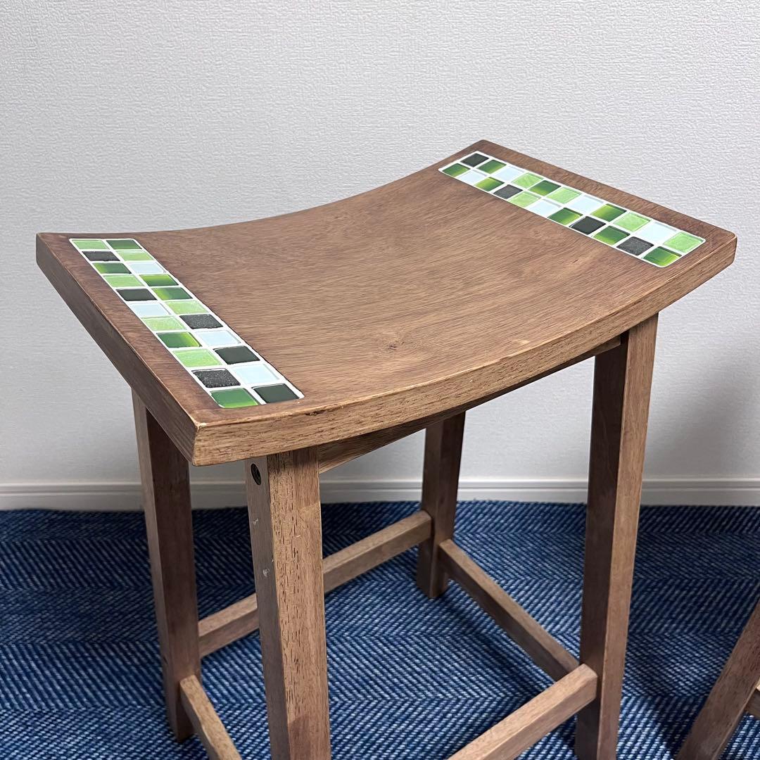 ②大川家具 スツール 木製 タイル 椅子 TESTA テスタ 天然木 北欧