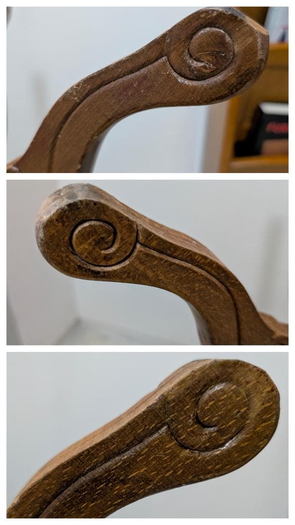 イタリア製 猫脚 ウッド サイドテーブル 象嵌細工 ビーチ 無垢材 ビンテージ