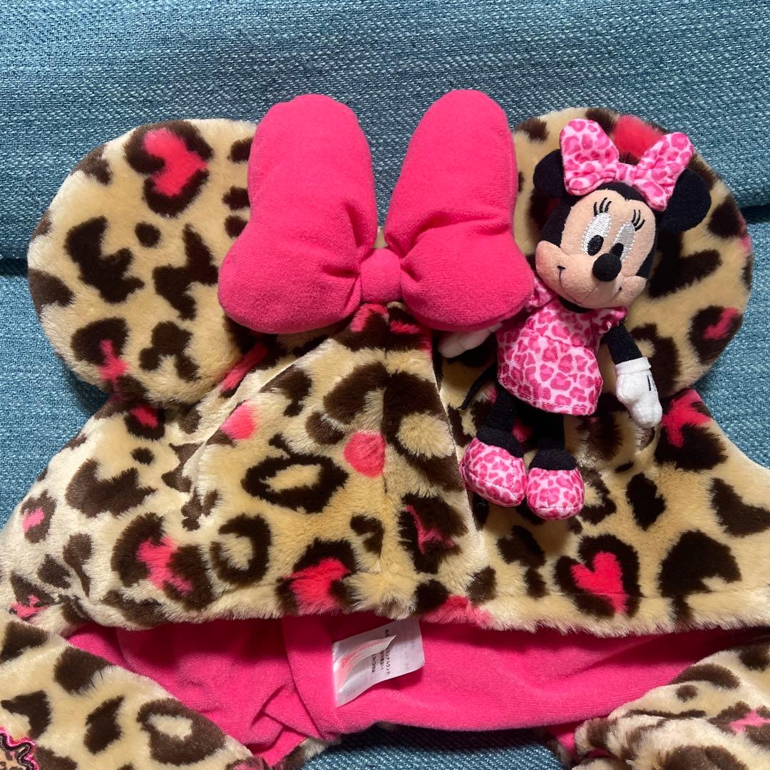 ディズニー ヒョウ柄 マフラーファンキャップ＋ヒョウ柄ミニー