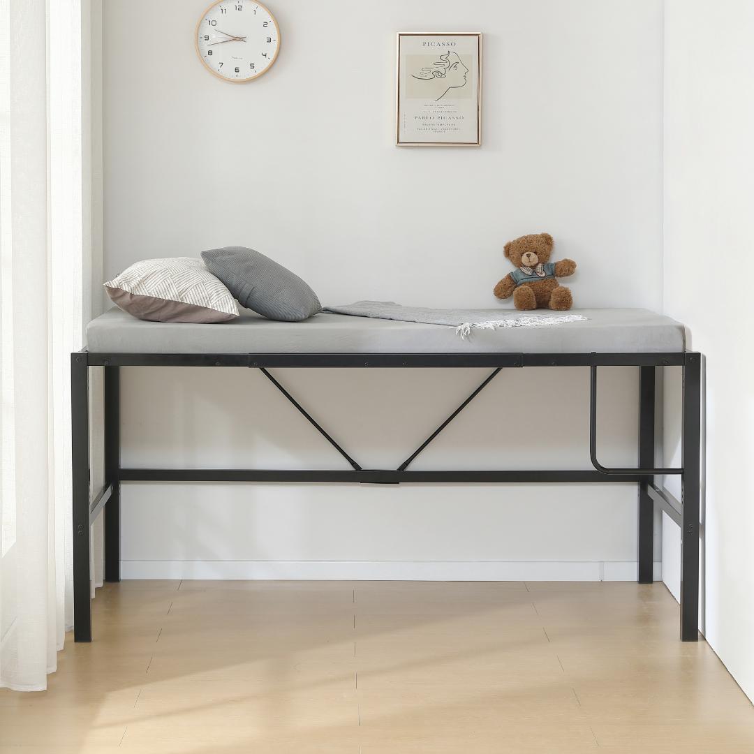 ロフトベッド【セミダブル】　省スペース　高さ調節可能　一人暮らし　BLACK