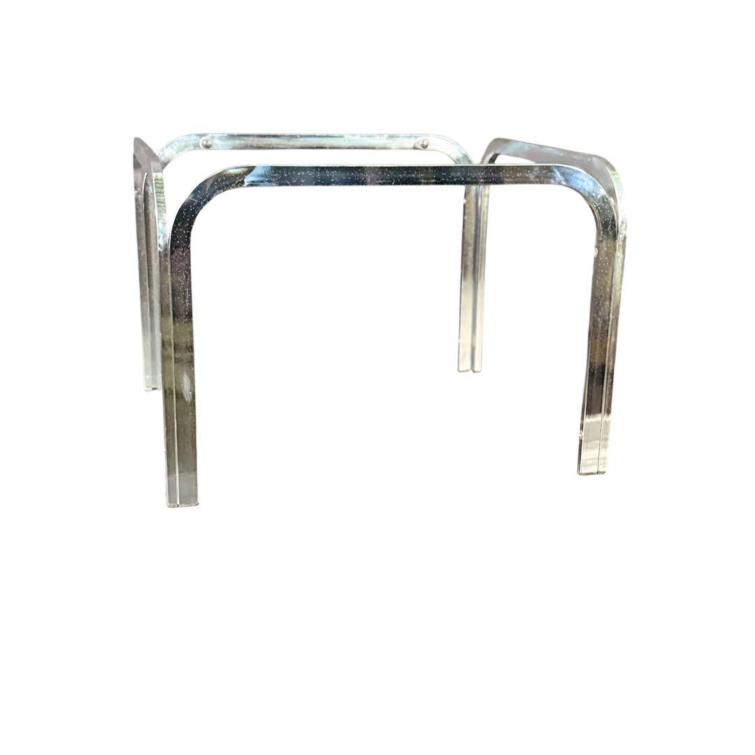 ラリー様　HR810 レトロなガラステーブル　スチール　シルバー