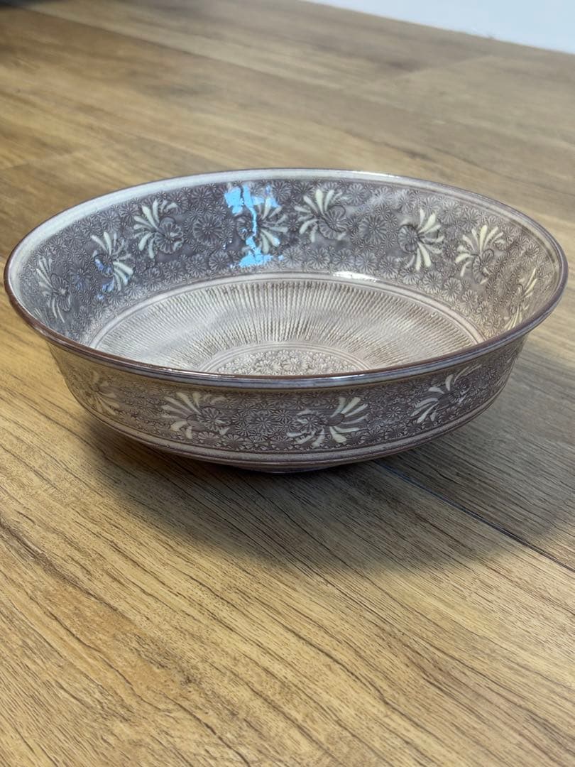 森里陶楽 平安陶楽 紫三島 鉢 菓子器 三島手 希少 象嵌 作家さん