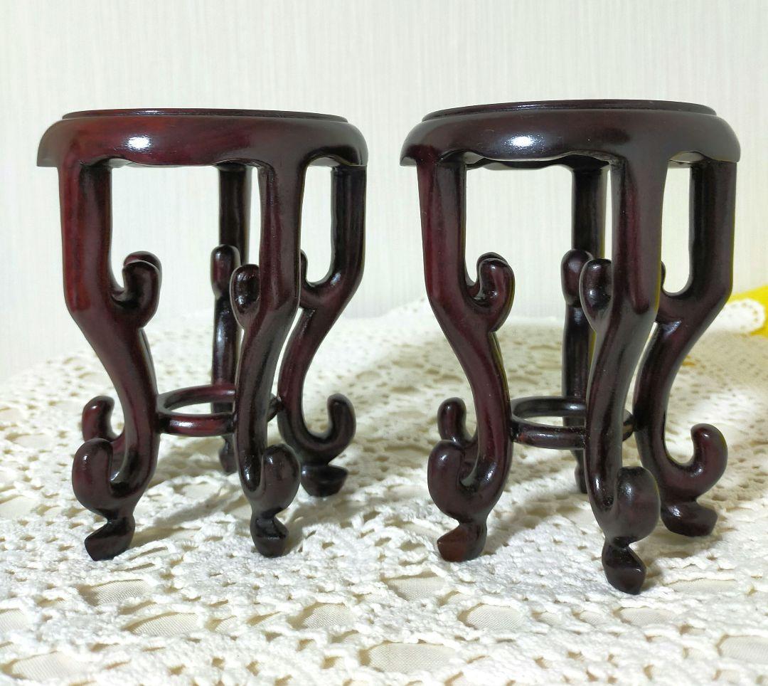 特価セール中❗ 高級唐木　5本足花台　ミニ中卓　美品　2本セット