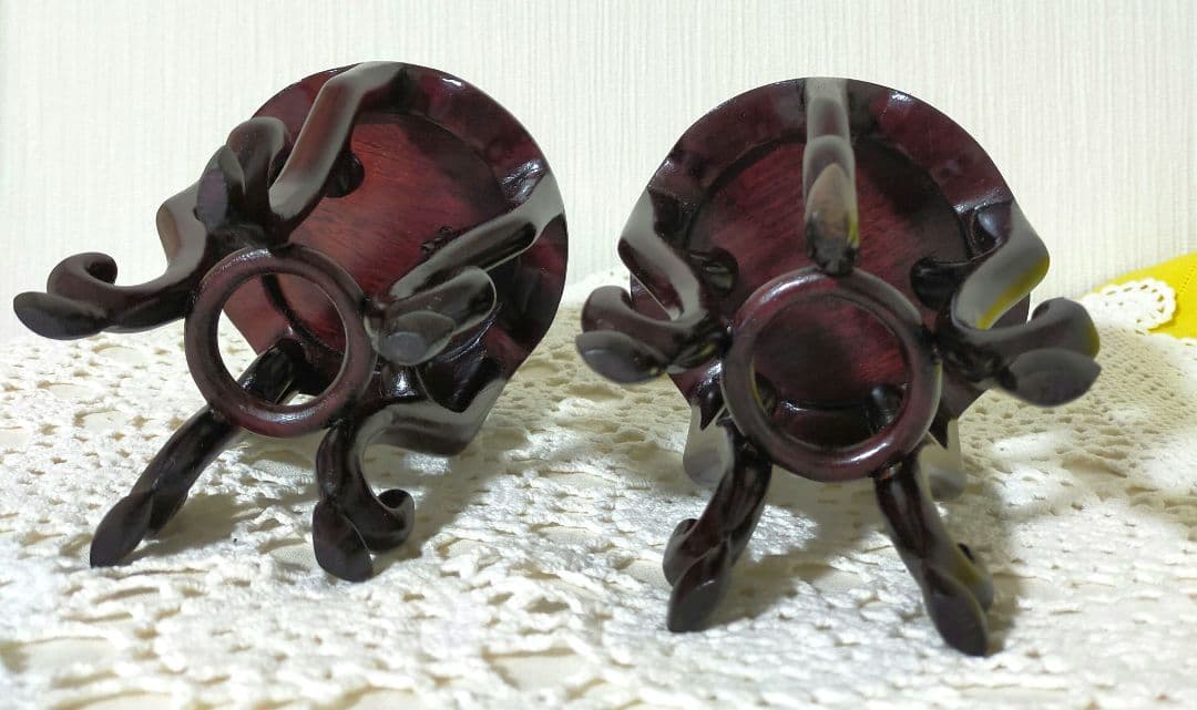特価セール中❗ 高級唐木　5本足花台　ミニ中卓　美品　2本セット