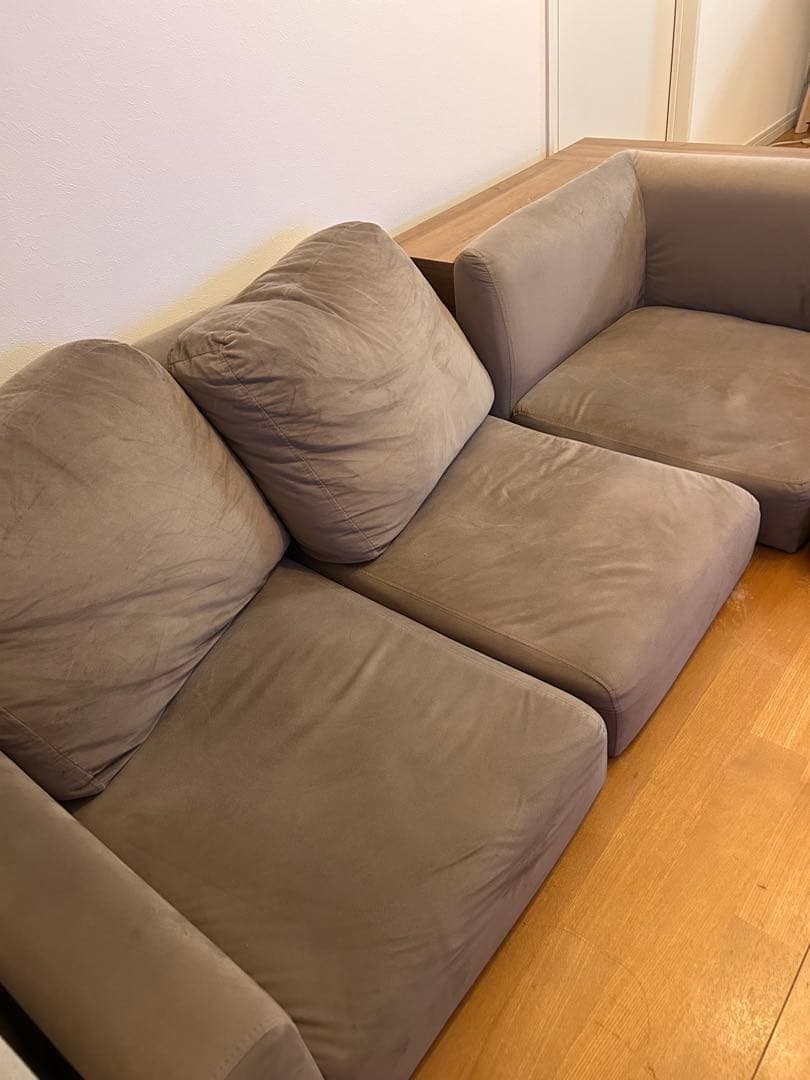 LOWYA フロアソファ 4〜5人掛 グレー コーナーソファ L字型