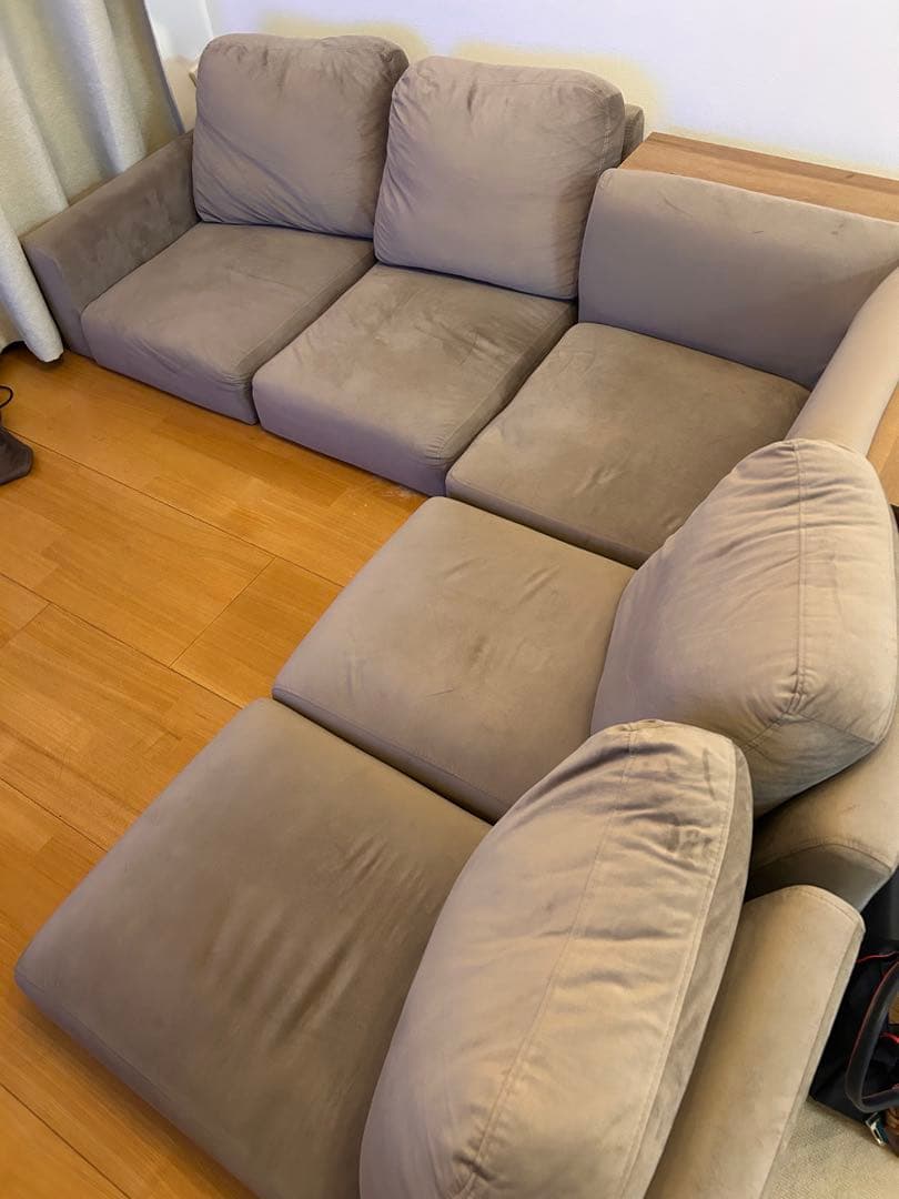 LOWYA フロアソファ 4〜5人掛 グレー コーナーソファ L字型