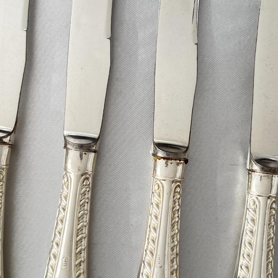 【C H Davis】 【純銀ハンドル】ティーナイフ 6本 ケース 1902年