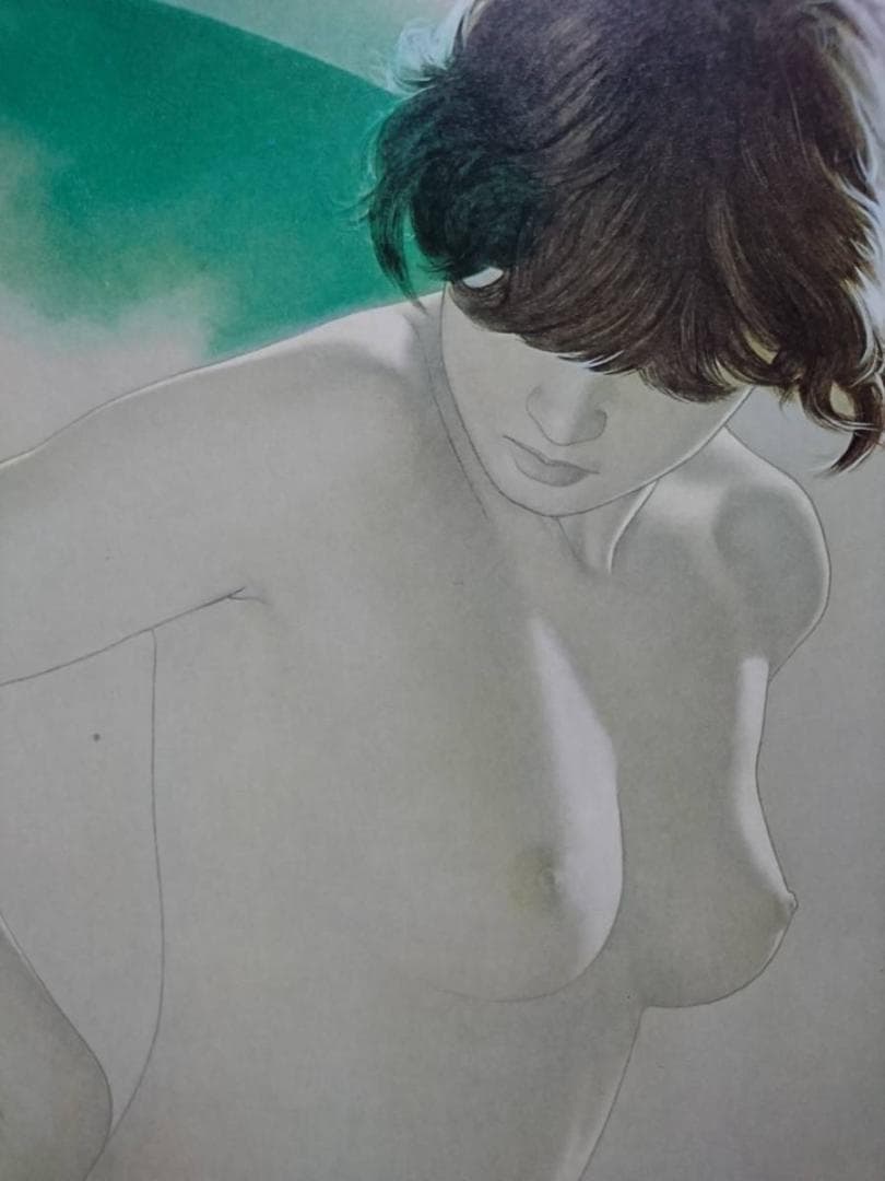 高塚省吾、髪にかかる弧、美人画、裸婦、入手困難・レアな年代物の画集より