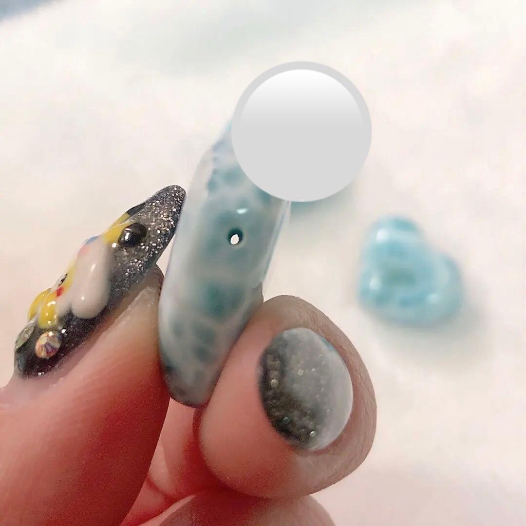 ドミニカ産 ラリマー 横穴 ハート 2つ