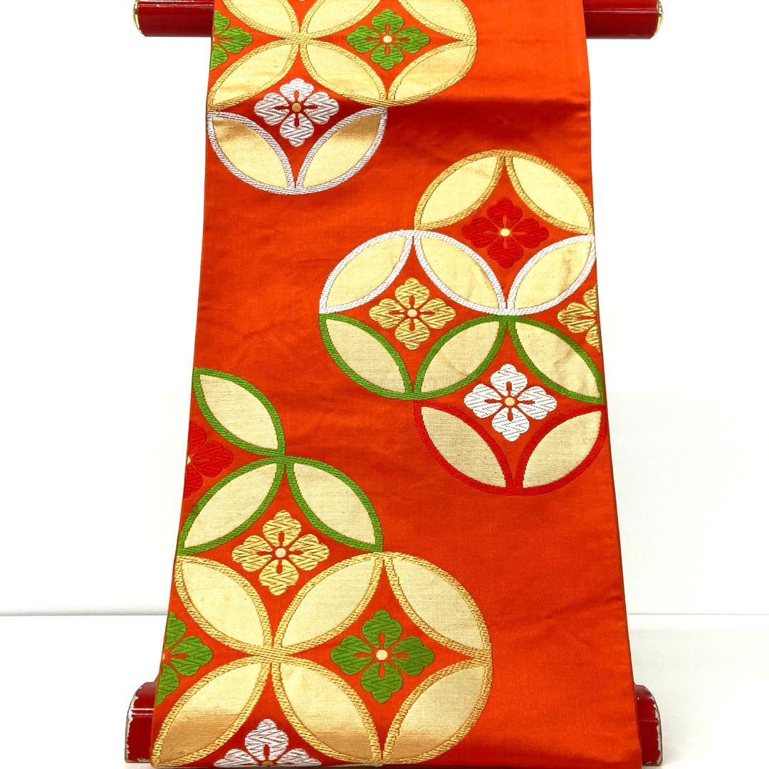 【着物と帯 時流】O25869ts◇七五三 袋帯◇三越 全通 7才女の子橙 美品