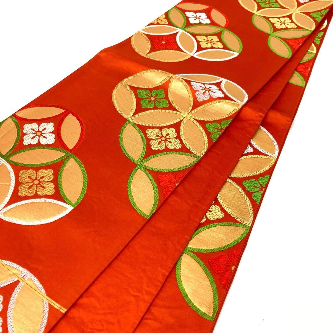 【着物と帯 時流】O25869ts◇七五三 袋帯◇三越 全通 7才女の子橙 美品