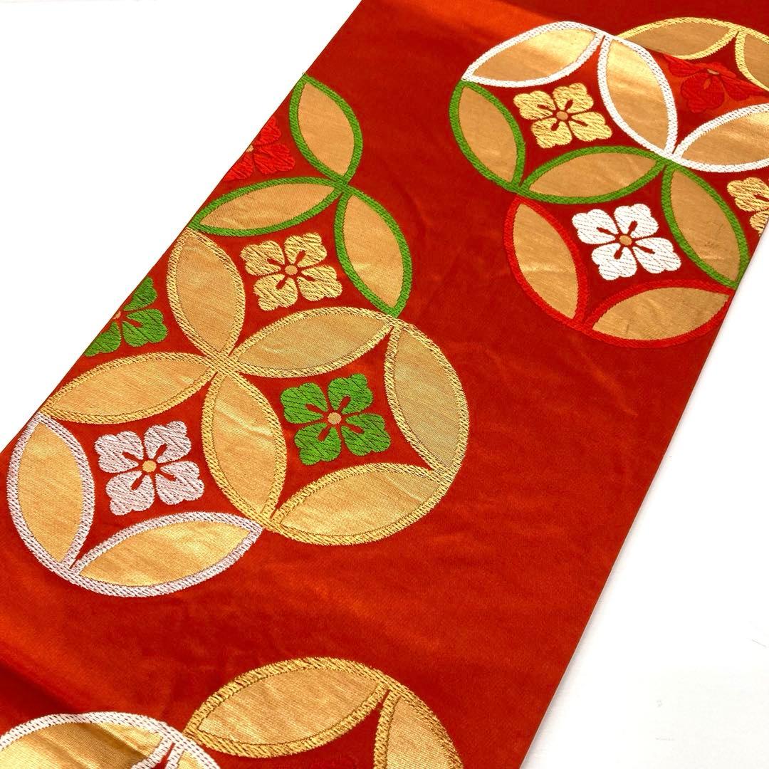 【着物と帯 時流】O25869ts◇七五三 袋帯◇三越 全通 7才女の子橙 美品