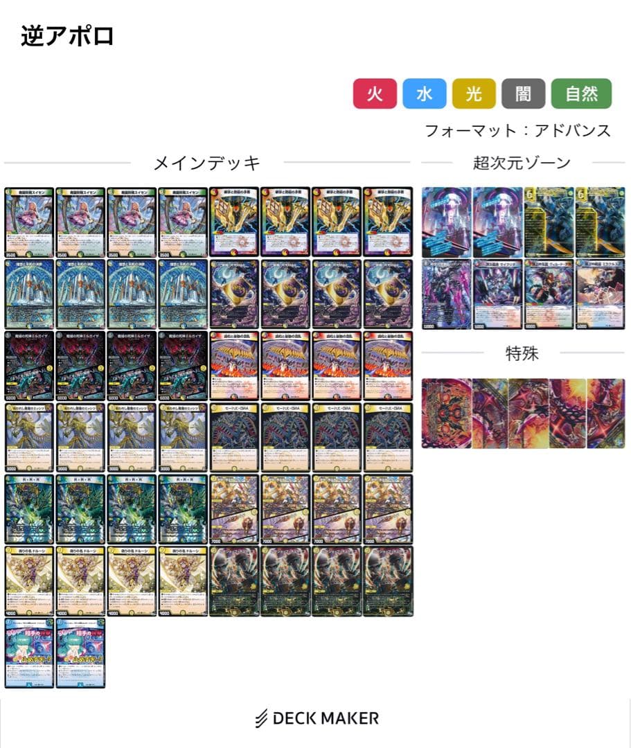 逆アポロ デッキ 50+8（超次元）+ドルマゲドン レッドゾーンバスター2枚｜