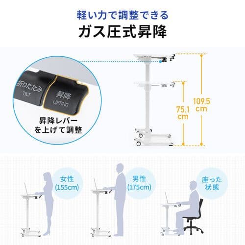 サンワダイレクト スタンディングデスク 昇降デスク