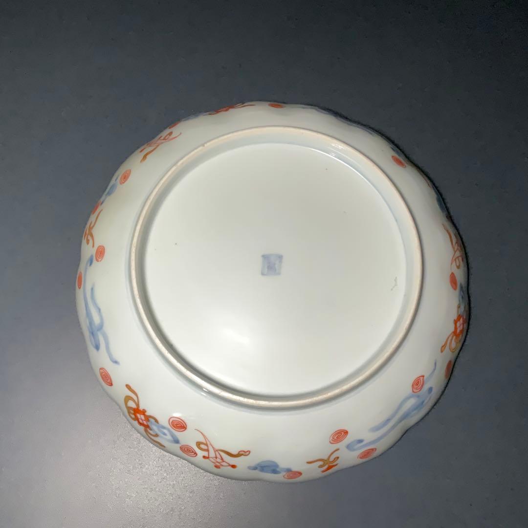 伊万里金襴手花に鳥籠図七寸皿∅21㎝ 骨董 古伊万里 通り文 R1355w2B2