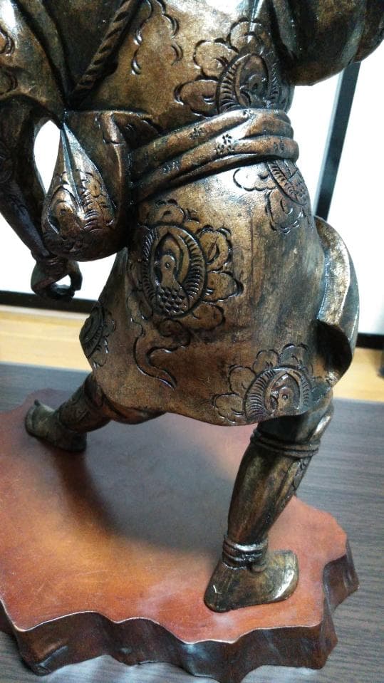 骨董　希少　武士　侍　灯籠　仏教　木彫り　アンティーク　置物　レトロ