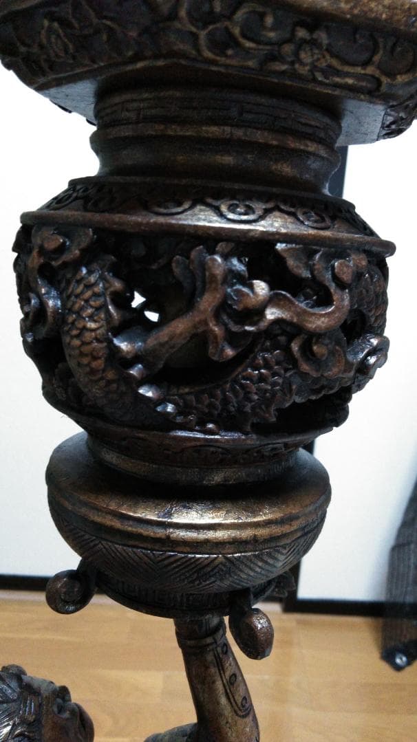 骨董　希少　武士　侍　灯籠　仏教　木彫り　アンティーク　置物　レトロ