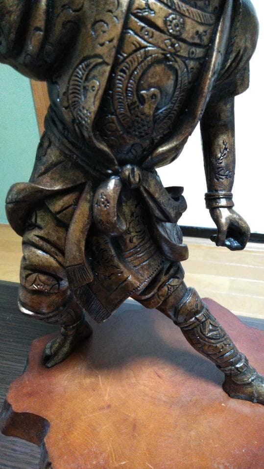 骨董　希少　武士　侍　灯籠　仏教　木彫り　アンティーク　置物　レトロ