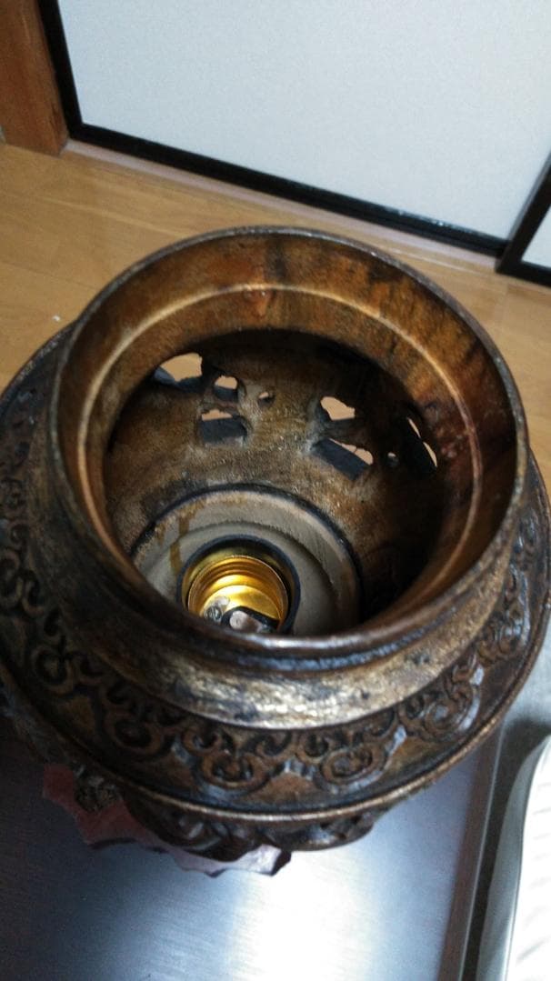 骨董　希少　武士　侍　灯籠　仏教　木彫り　アンティーク　置物　レトロ