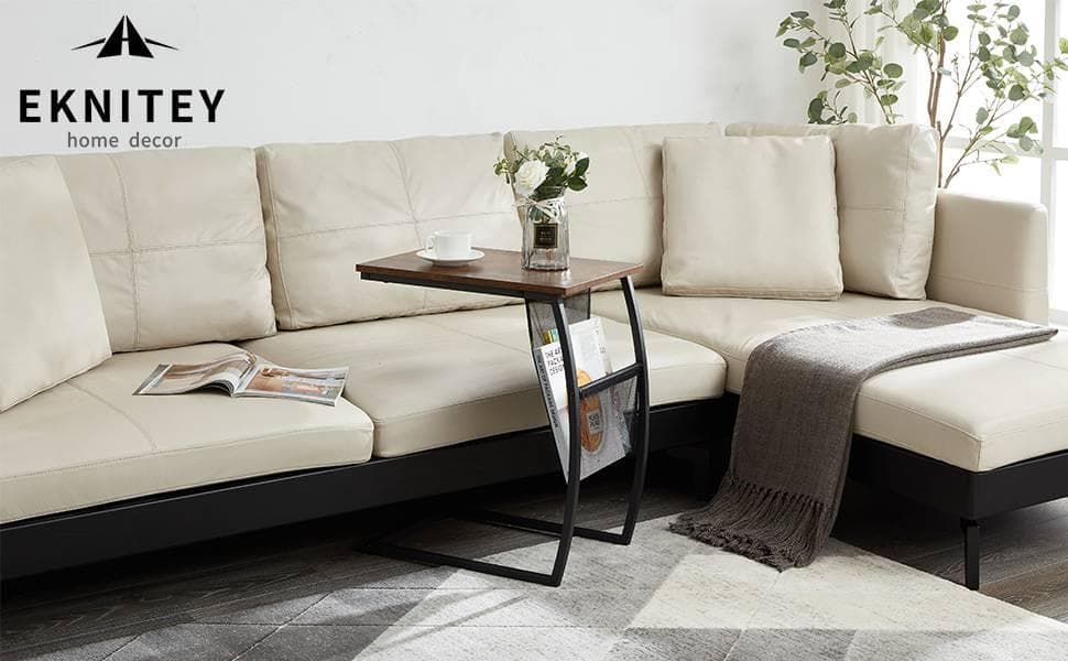 コ字型ナイトテーブル ソファサイドテーブル 広天板